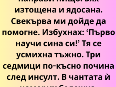Светлината в болничната стая беше остра, почти синя. Пронизваше клепачите ми, дори когато ги затварях. Всичко ме болеше. Всяка фибра на тялото ми крещеше от умора, от напрежението, от шевовете, които опъваха кожата ми при всяко вдишване. А вдишвах тежко. Миришеше на дезинфектант и на нещо леко застояло, като стар метал. 20 screenshot 8 6
