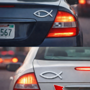 kakvo oznachava stiker s riba na zadnata chast na kolata