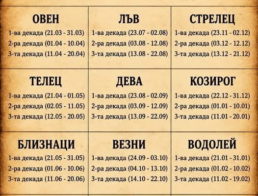 harakter i sdba spored datata na razhdane